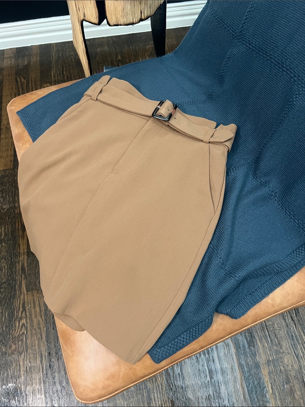 Banana Republic Tan High-Waist Belted Mini Skirt